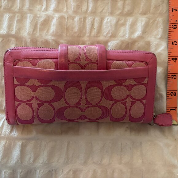 Vintage Authentic Coach Y2K Pink Signature Wallet - Picture 2 of 6
